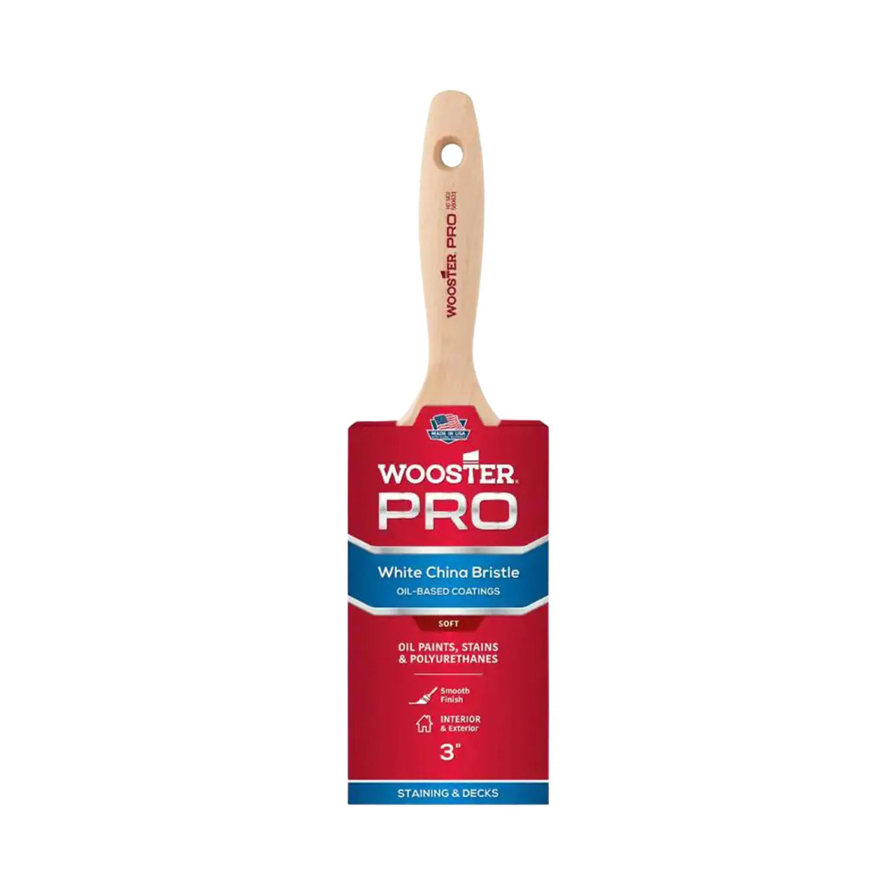 The Go Build 3 in. Pro China Bristle Flat Brush features a sturdy wooden handle, premium white China bristles ideal for oil-based coatings, and is versatile with oil paint, stains, and polyurethanes for precision and coverage.